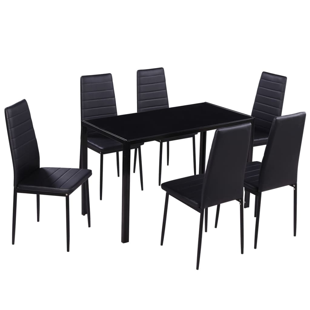 Ensemble de table à manger sept pièces noir