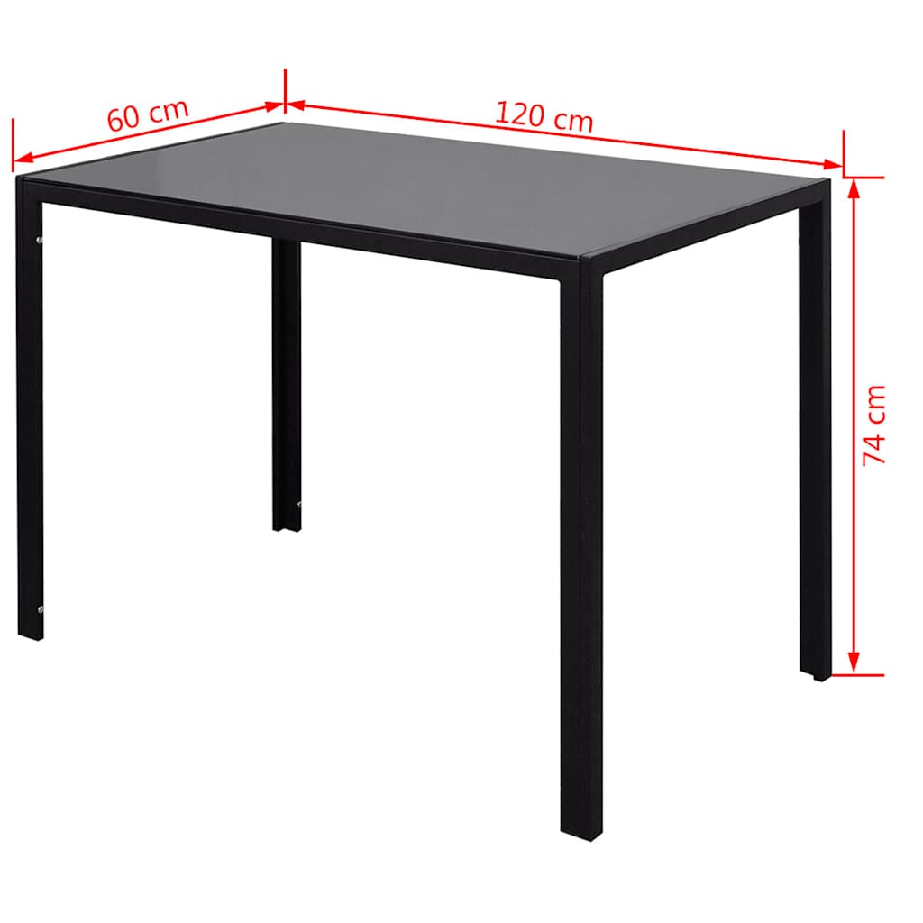 Ensemble de table à manger sept pièces noir
