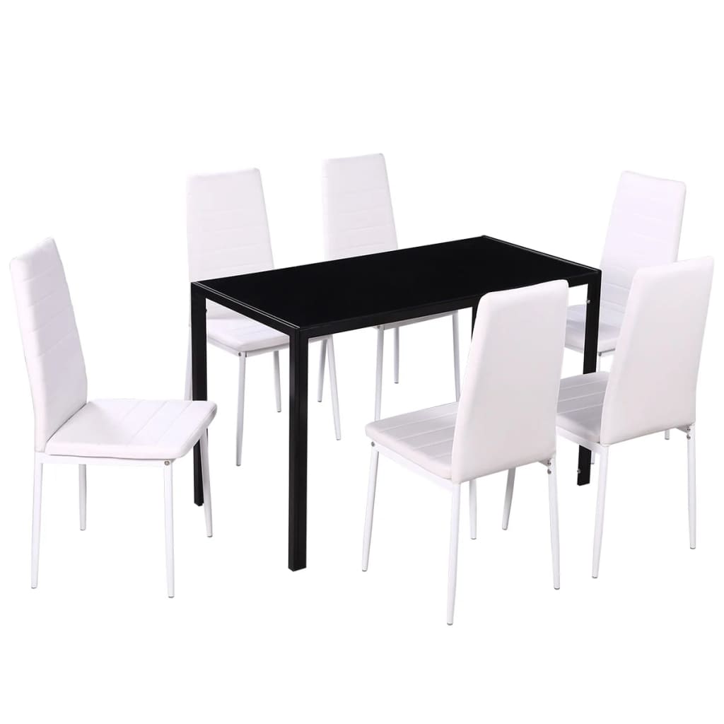 Ensemble de table à manger sept pièces noir et blanc - XIOS