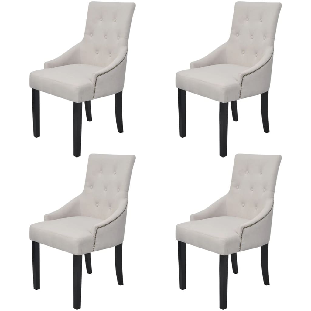 Chaises à manger lot de 4 gris crème tissu - XIOS