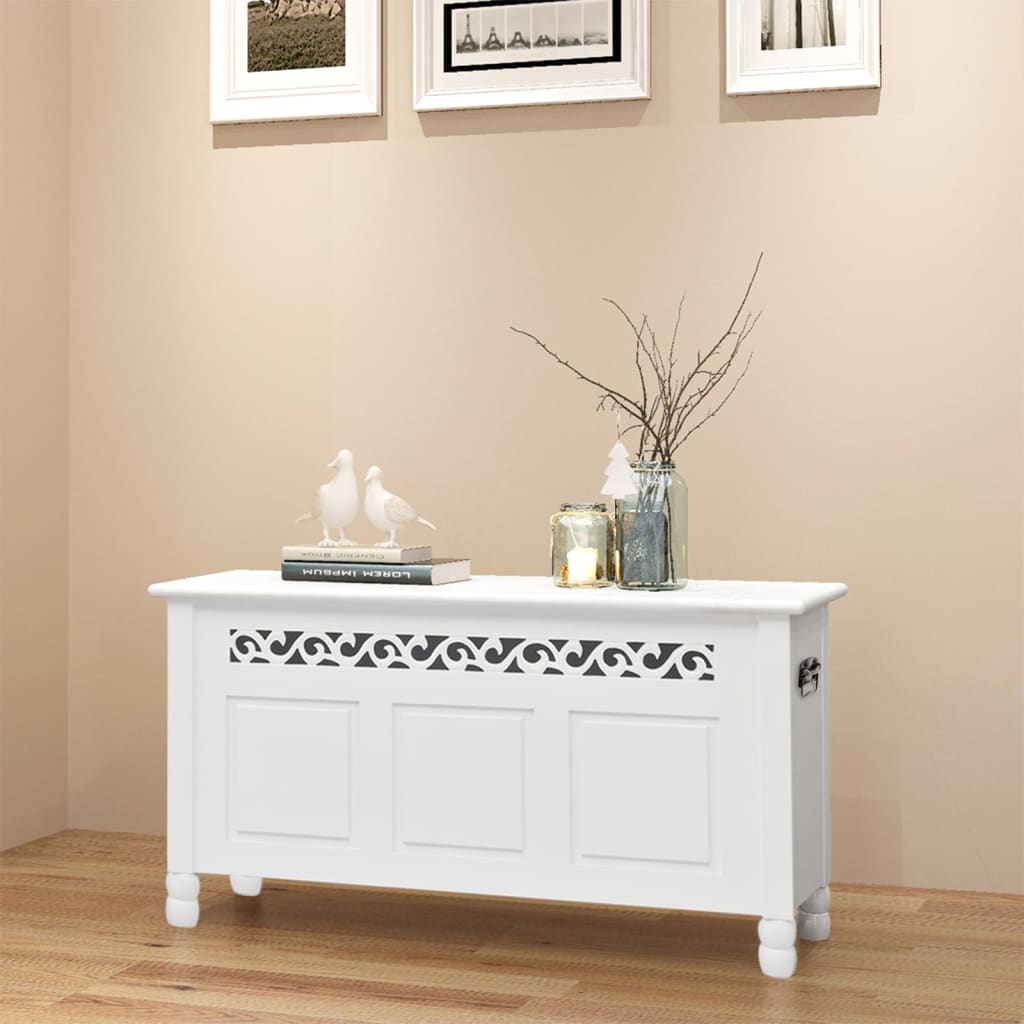 Banc de rangement en style baroque PFDM blanc - XIOS