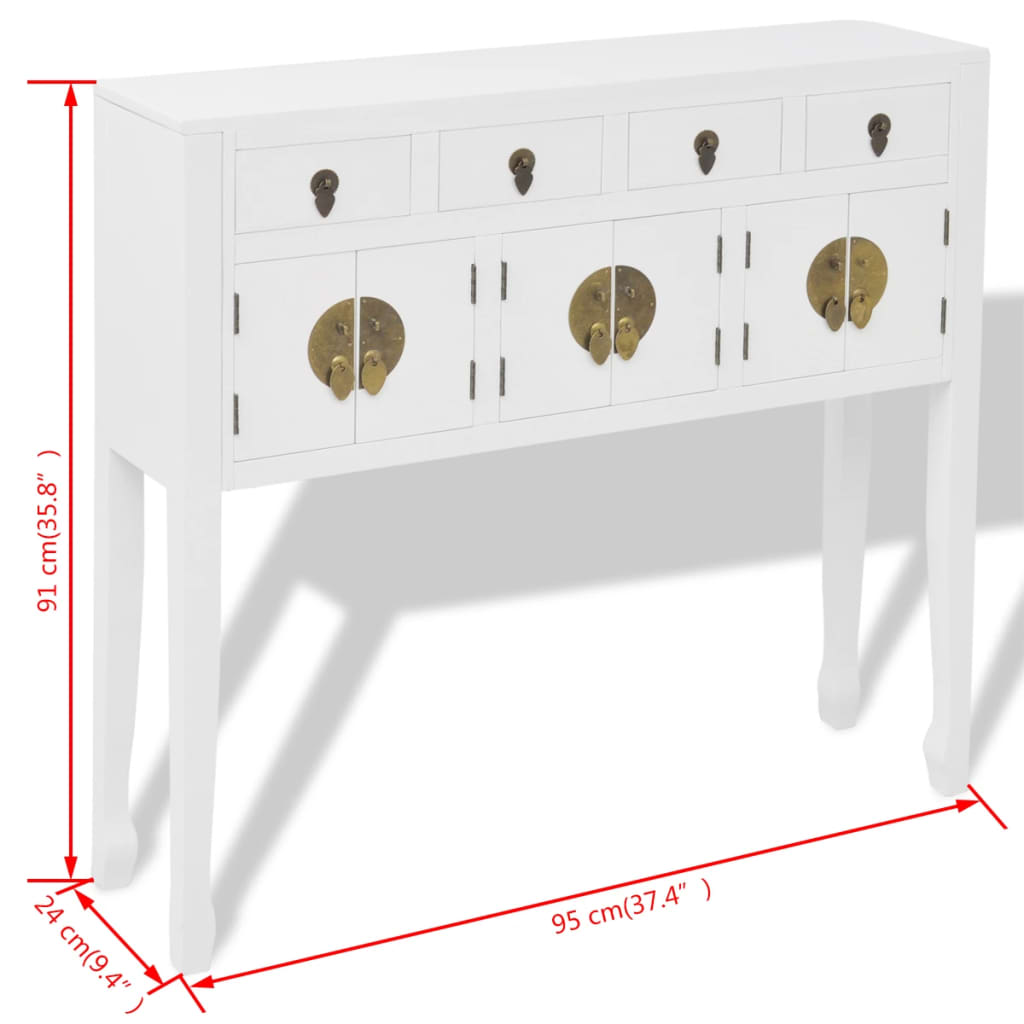Buffet en style chinois en bois massif Blanc - XIOS