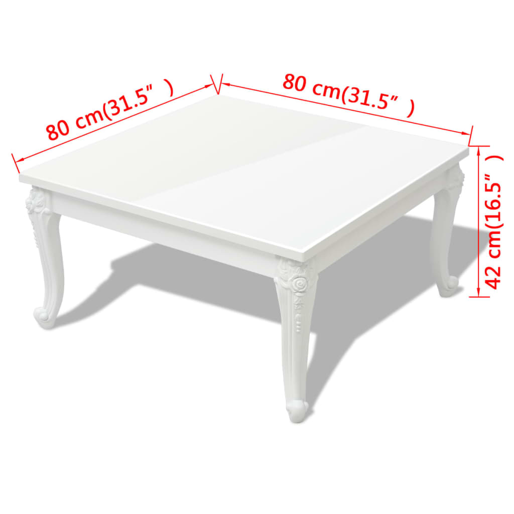 Table basse 80x80x42 cm Blanc brillant - XIOS