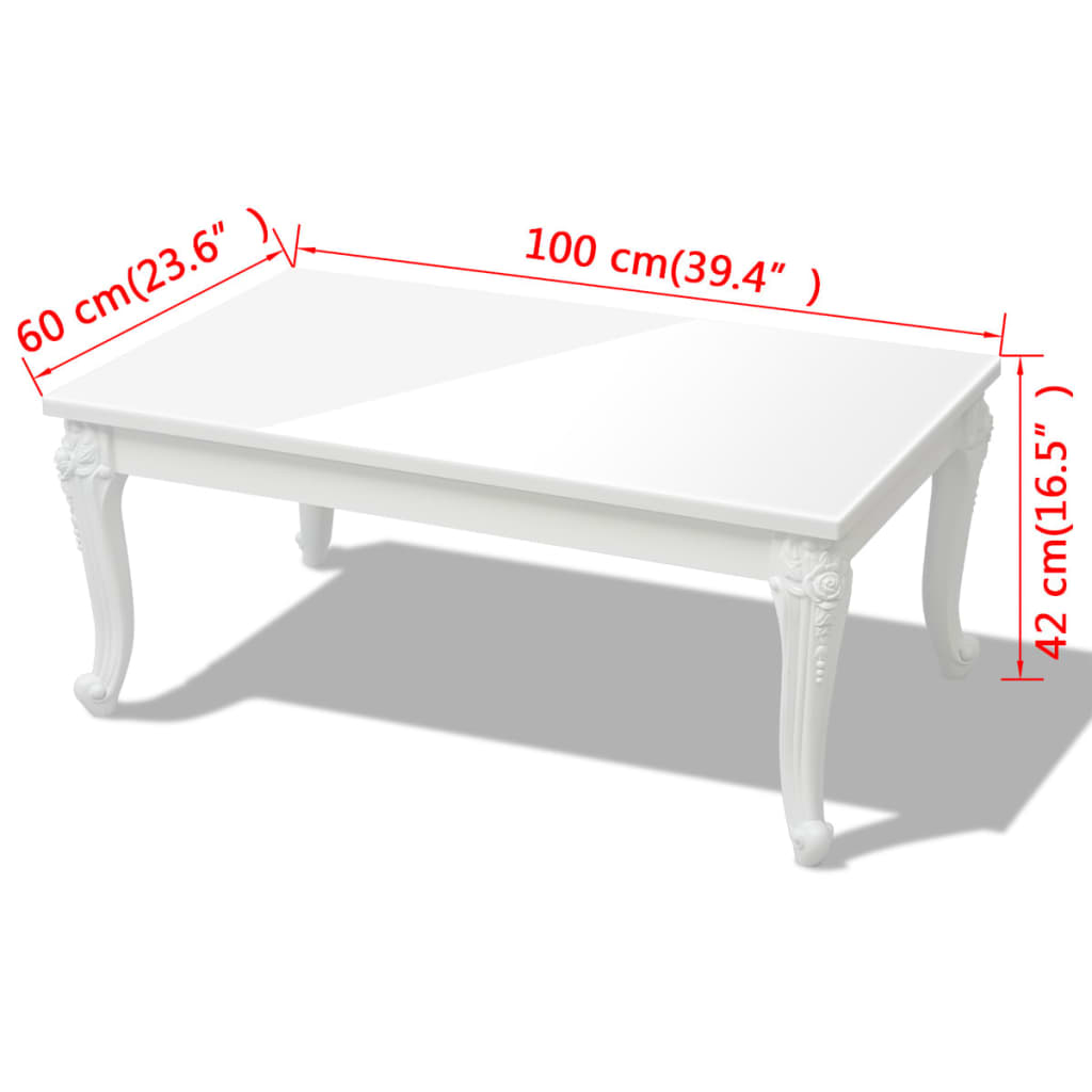 Table basse 100x60x42 cm Blanc brillant - XIOS