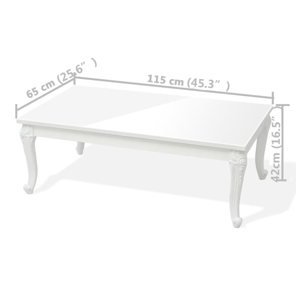 Table basse 115x65x42 cm Blanc brillant - XIOS