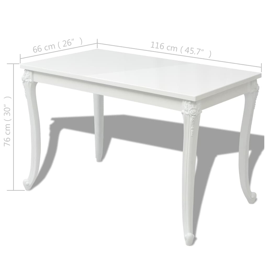 Table à manger 116x66x76 cm blanc brillant - XIOS