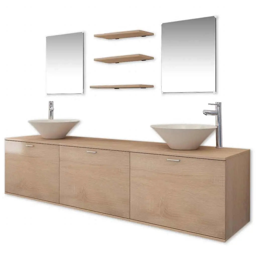 Dix pièces pour salle de bains avec lavabo et robinet beige - XIOS