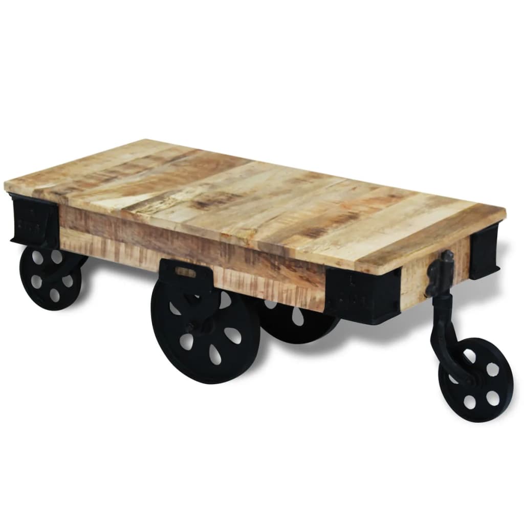 vidal XL Table basse avec roues Bois de manguier brut - XIOS