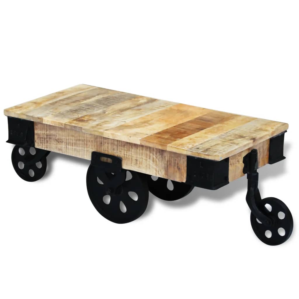 vidal XL Table basse avec roues Bois de manguier brut - XIOS