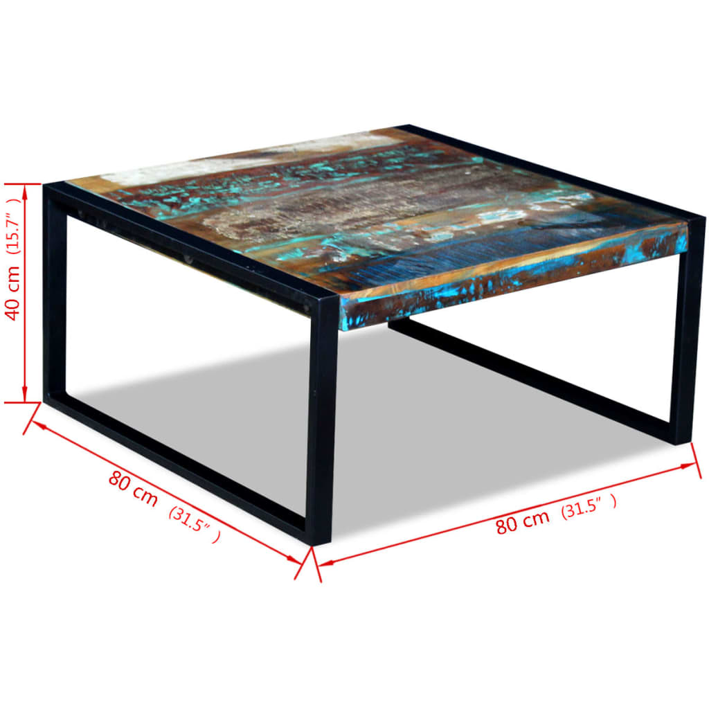 Table basse Bois de récupération massif 80x80x40 cm - XIOS