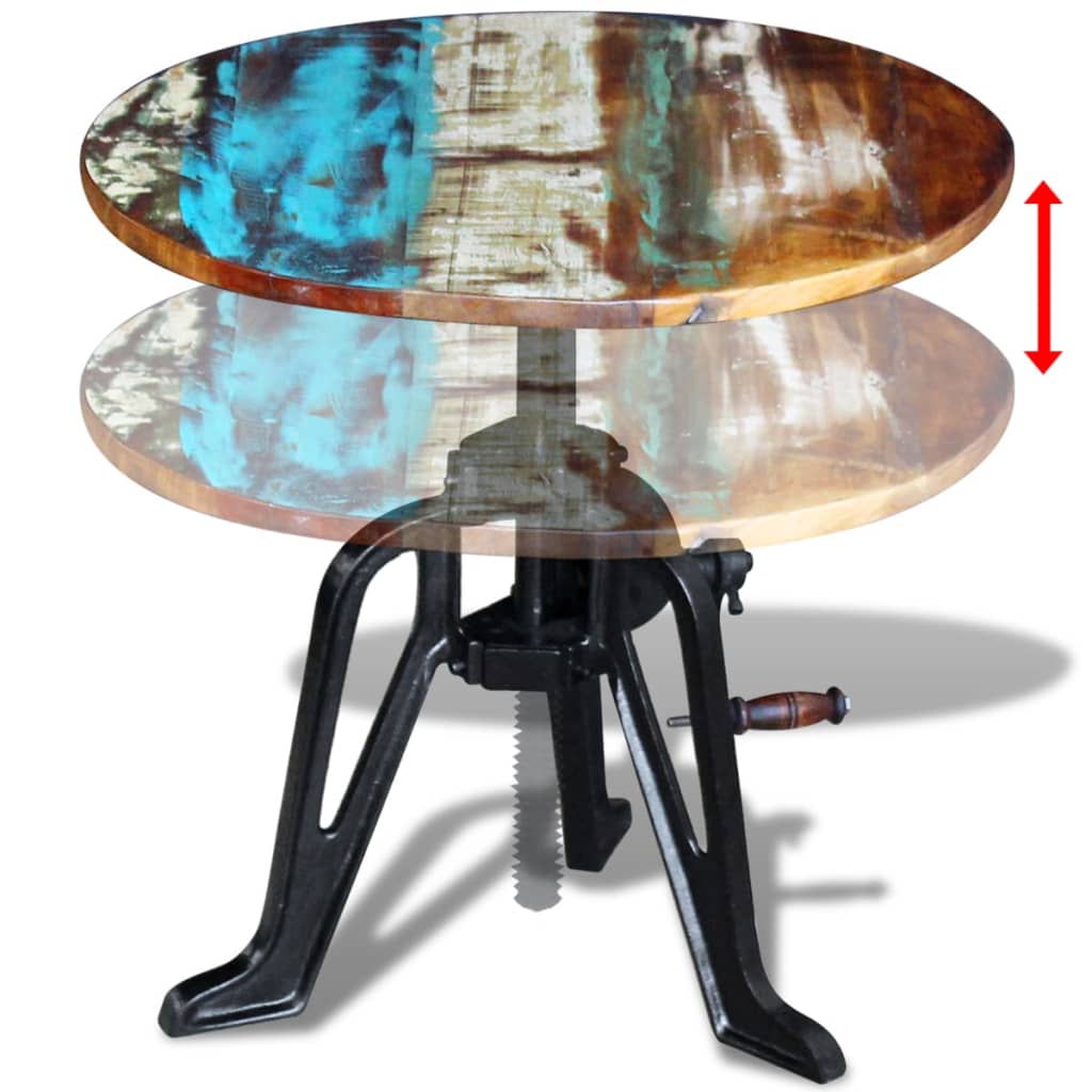 Table auxiliaire Bois de récupération massif Fonte 60x(42-63)cm - XIOS