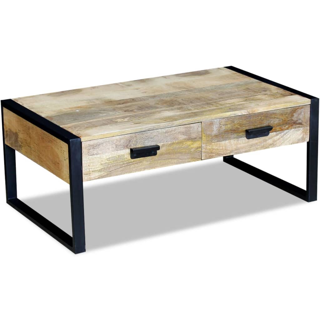 Table basse avec 2 tiroirs Bois de manguier massif 100x60x40 cm - XIOS