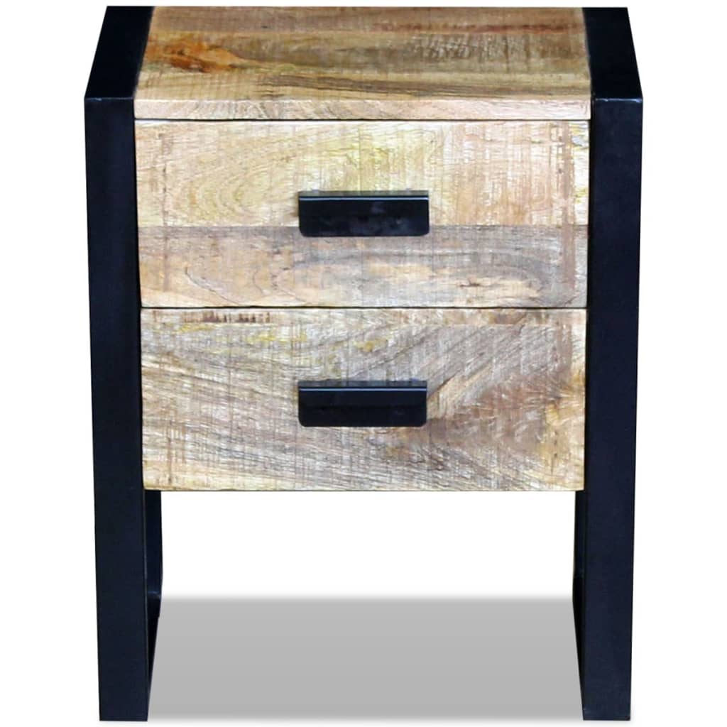 Table auxiliaire à 2 tiroirs bois manguier massif 43x33x51 cm - XIOS