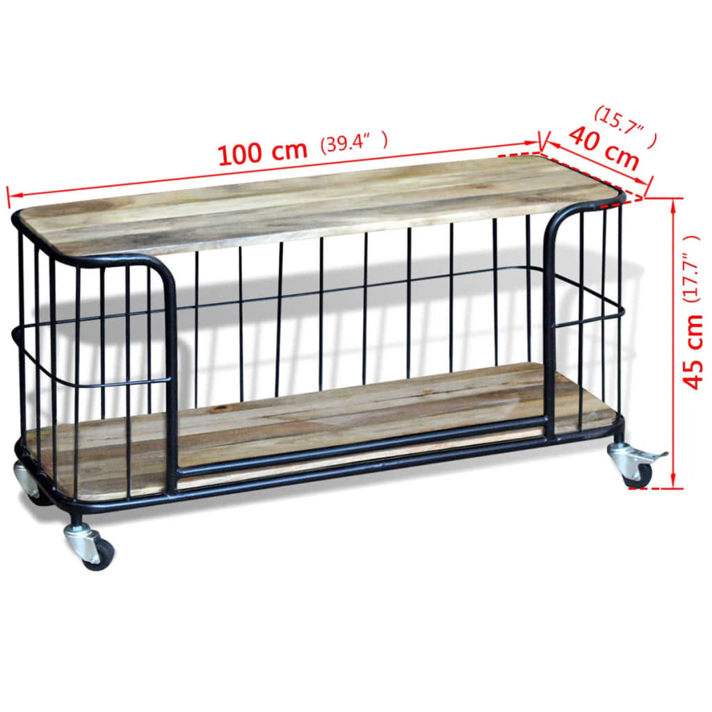 Meuble TV 100x40x45 cm Bois de manguier massif - XIOS
