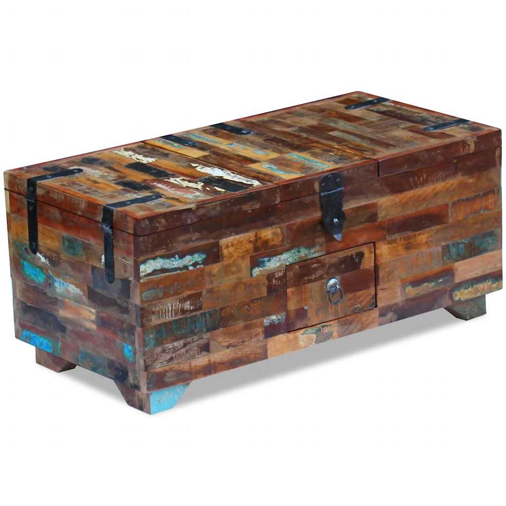 Coffre table basse Bois de récupération massif 80x40x35 cm - XIOS