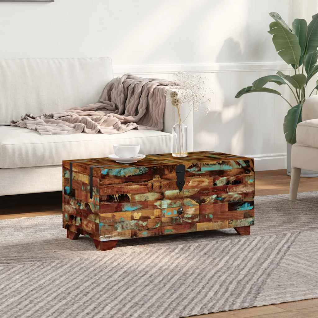 Coffre table basse Bois de récupération massif 80x40x35 cm - XIOS