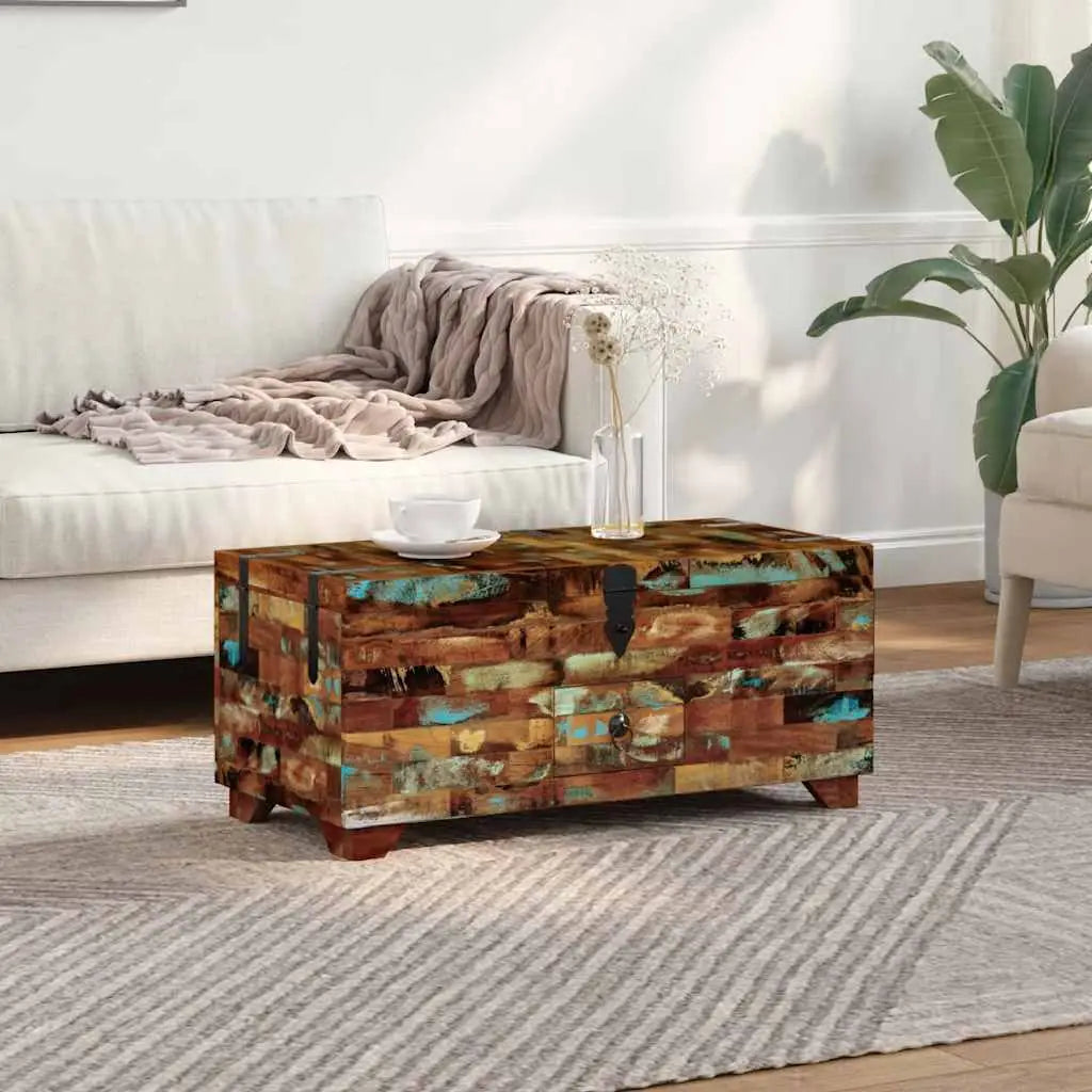 Coffre table basse Bois de récupération massif 80x40x35 cm - XIOS