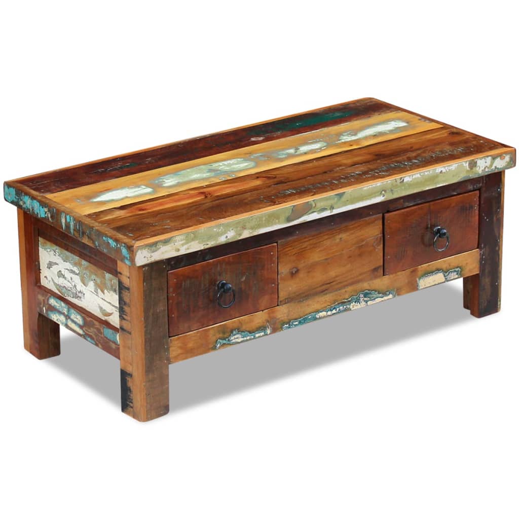 Table basse à tiroirs Bois de récupération 90x45x35 cm - XIOS