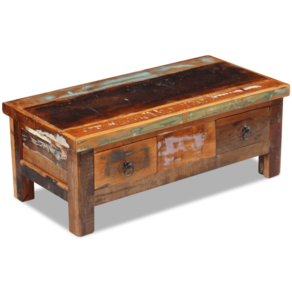 Table basse à tiroirs Bois de récupération 90x45x35 cm - XIOS
