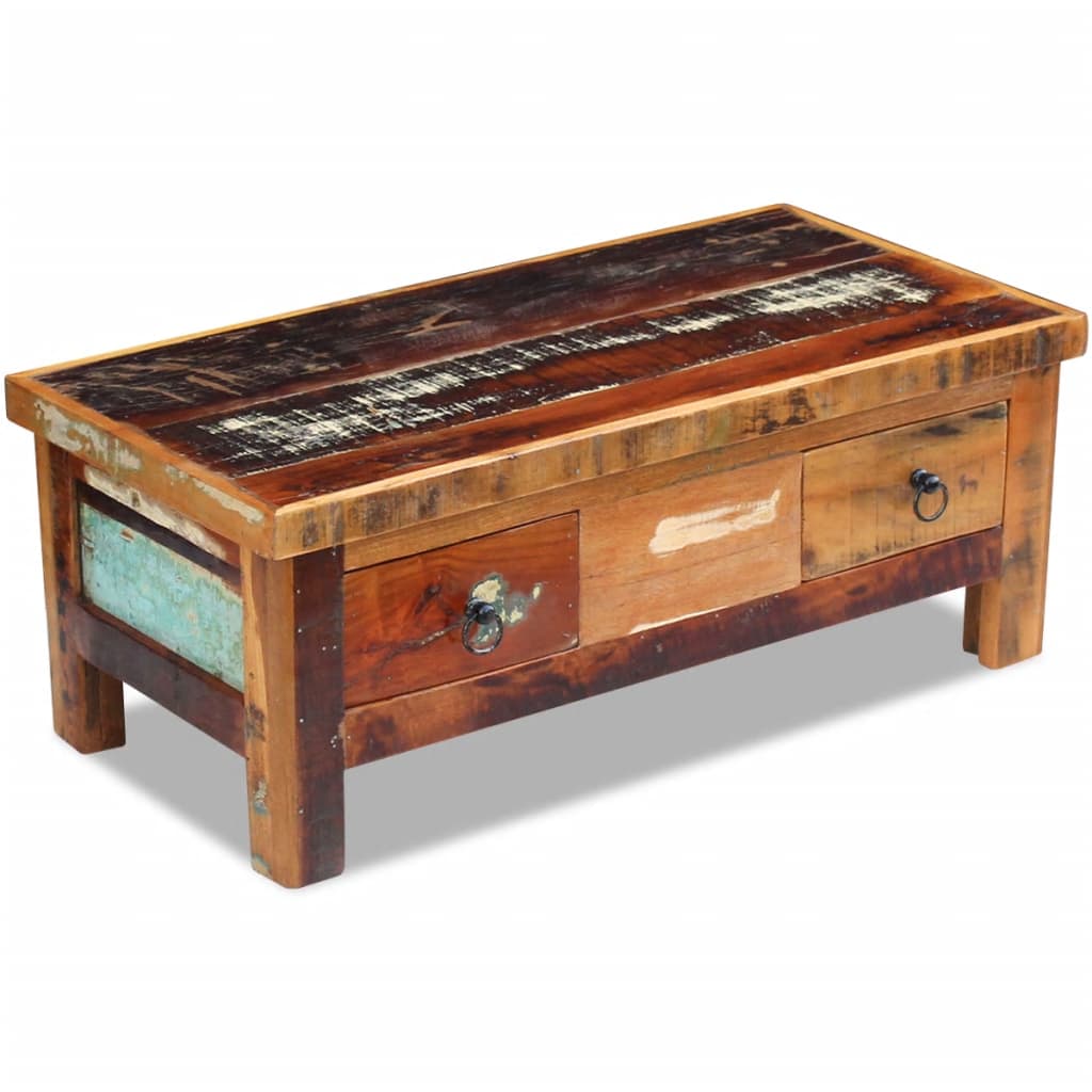 Table basse à tiroirs Bois de récupération 90x45x35 cm - XIOS