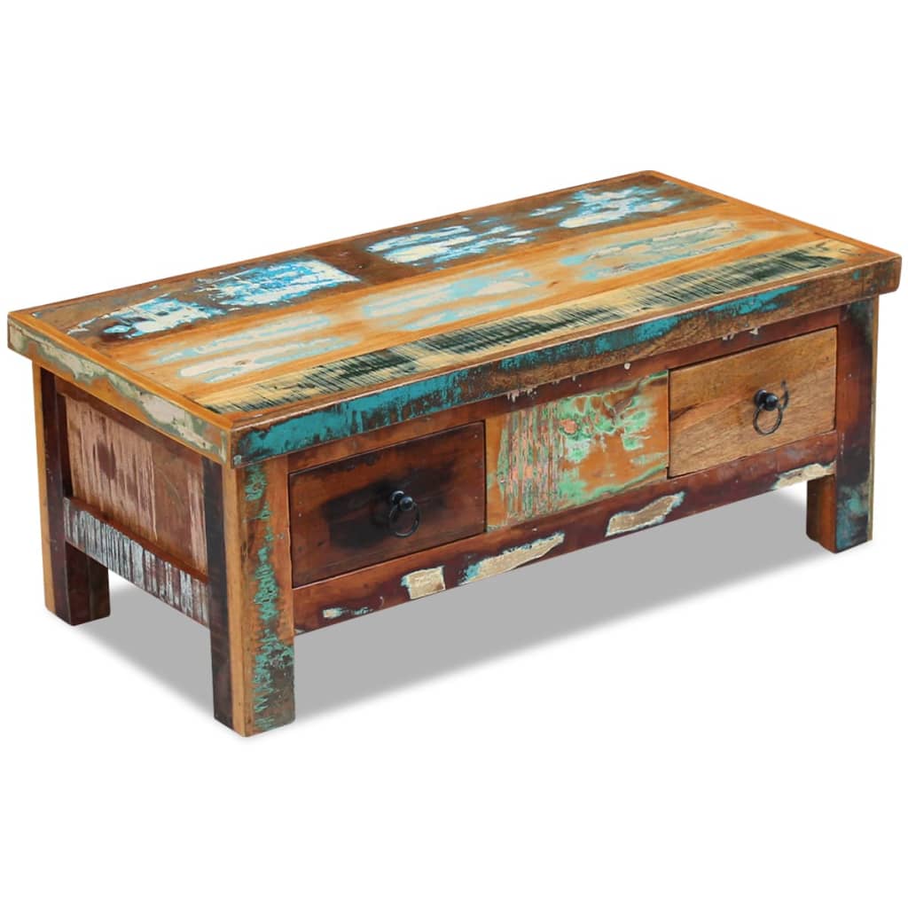 Table basse à tiroirs Bois de récupération 90x45x35 cm - XIOS