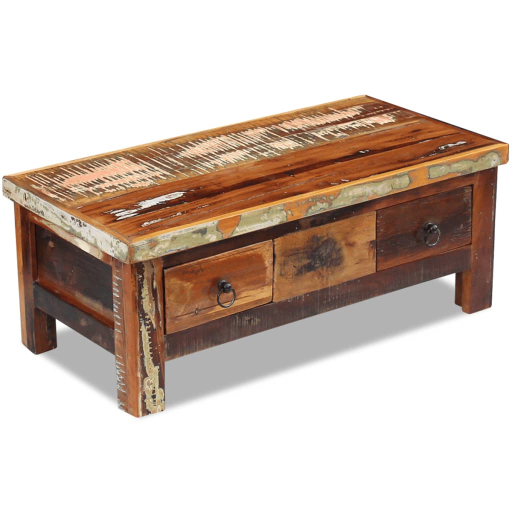 Table basse à tiroirs Bois de récupération 90x45x35 cm - XIOS