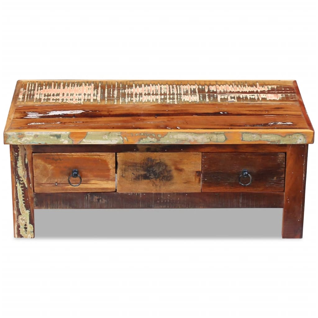 Table basse à tiroirs Bois de récupération 90x45x35 cm - XIOS