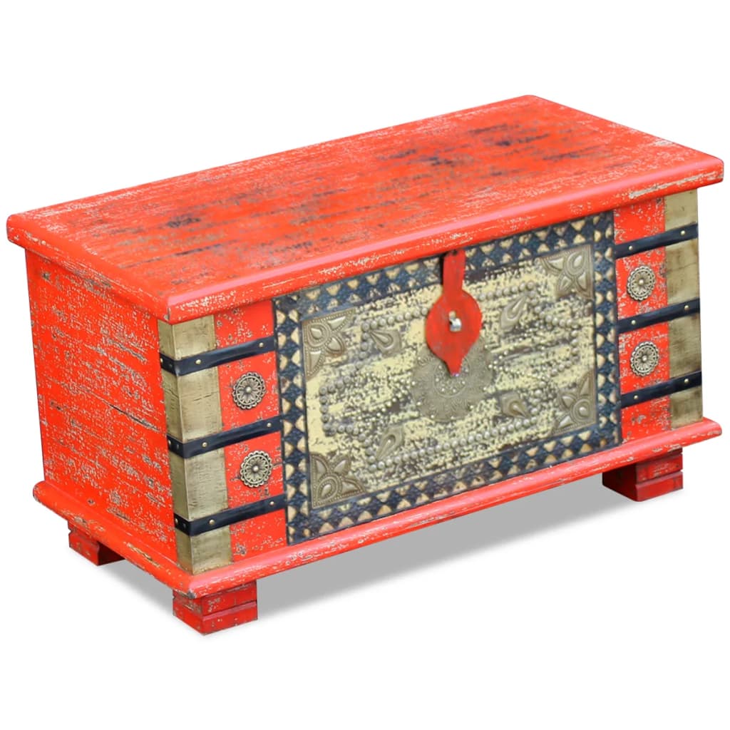 Coffre de rangement Bois de manguier rouge 80 x 40 x 45 cm - XIOS