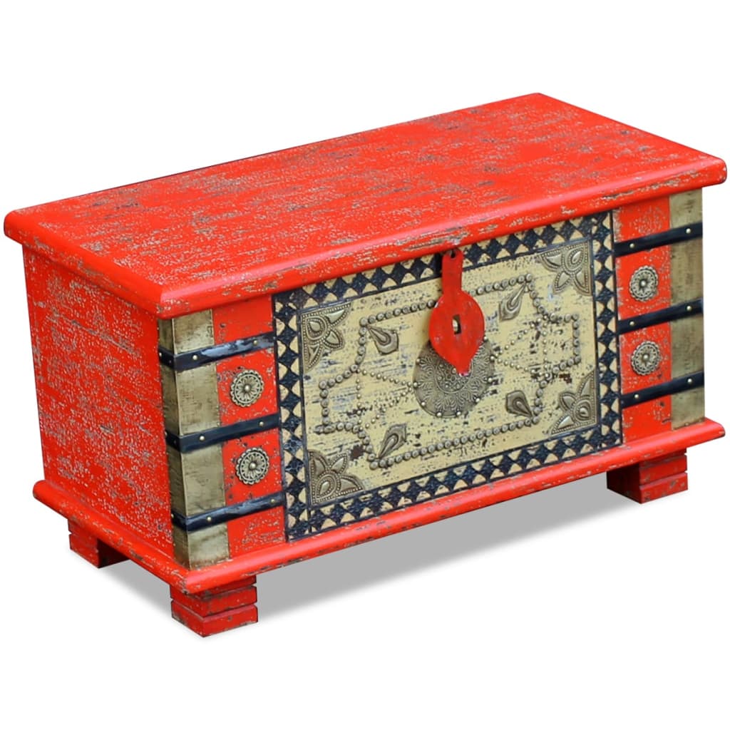 Coffre de rangement Bois de manguier rouge 80 x 40 x 45 cm