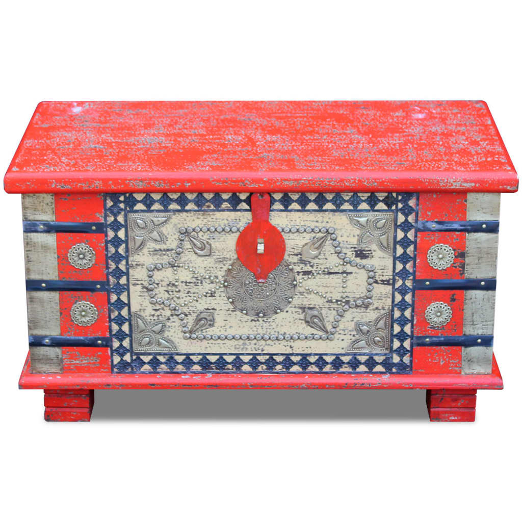 Coffre de rangement Bois de manguier rouge 80 x 40 x 45 cm - XIOS