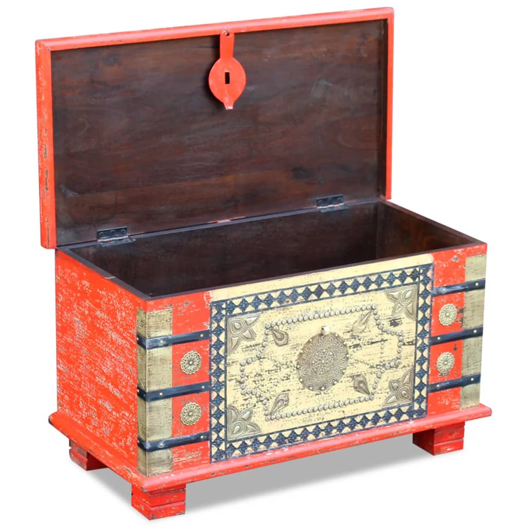 Coffre de rangement Bois de manguier rouge 80 x 40 x 45 cm