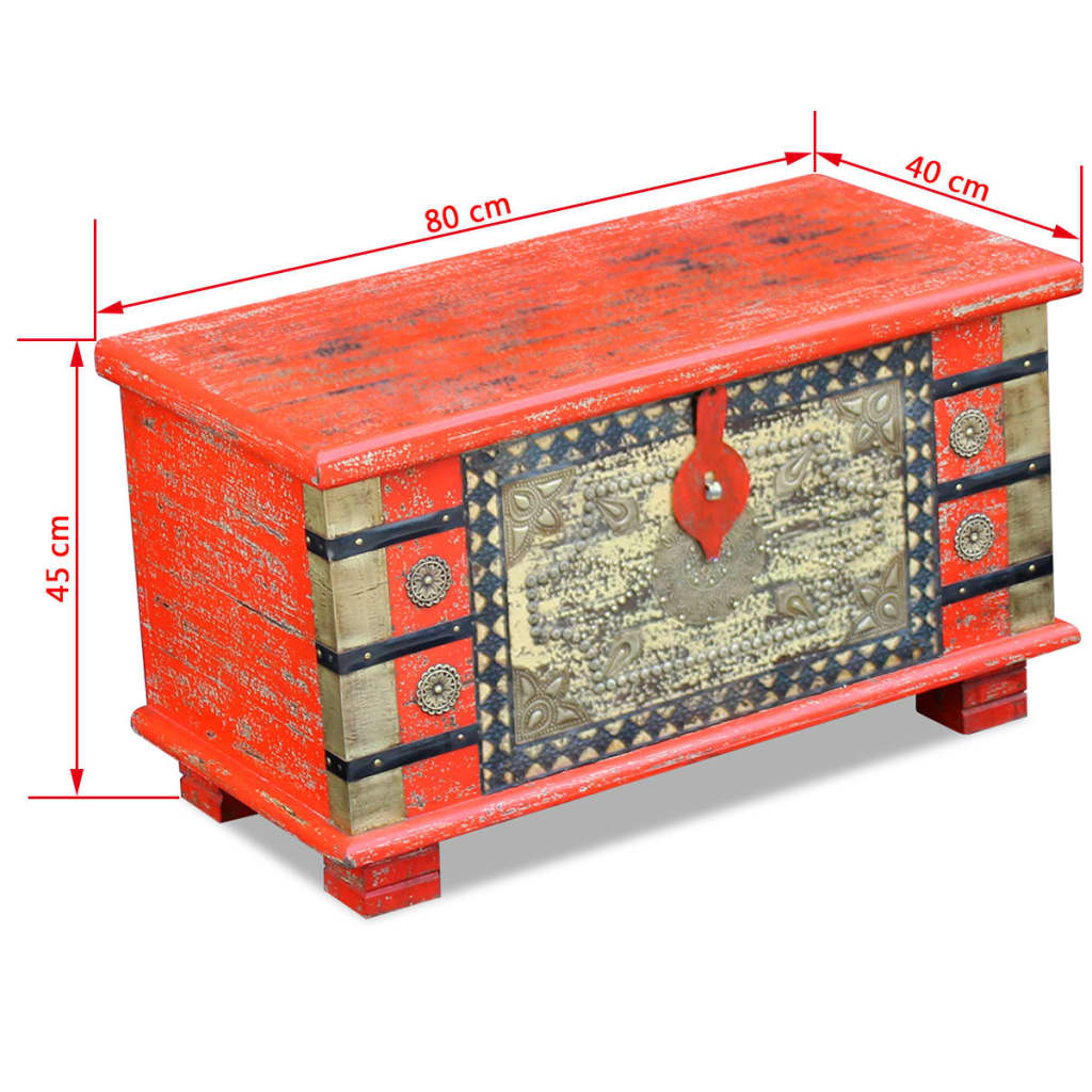 Coffre de rangement Bois de manguier rouge 80 x 40 x 45 cm