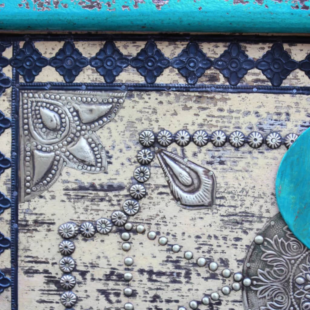 Coffre de rangement Bois de manguier bleu 80 x 40 x 45 cm - XIOS