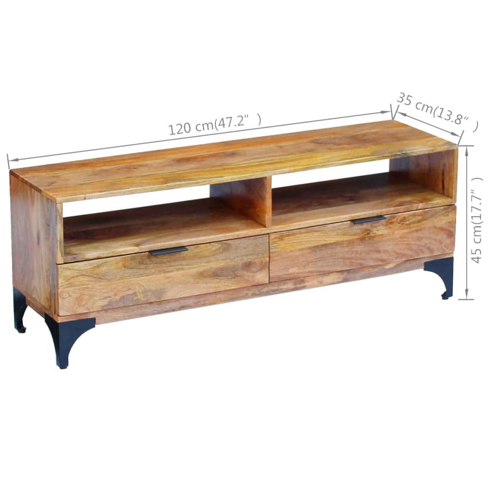 Meuble TV bois de manguier 120x35x45 cm - XIOS