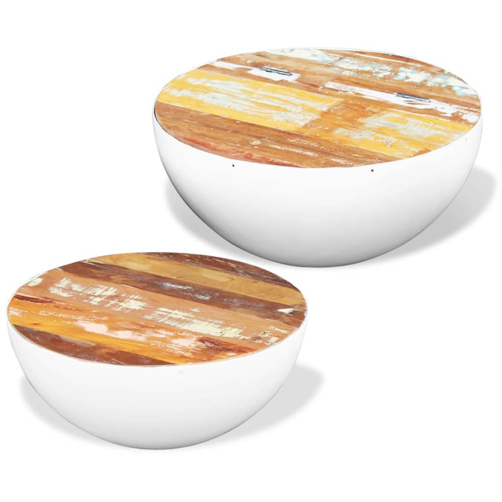 Ensemble de 2 tables basses Forme de bol Bois de récupération - XIOS