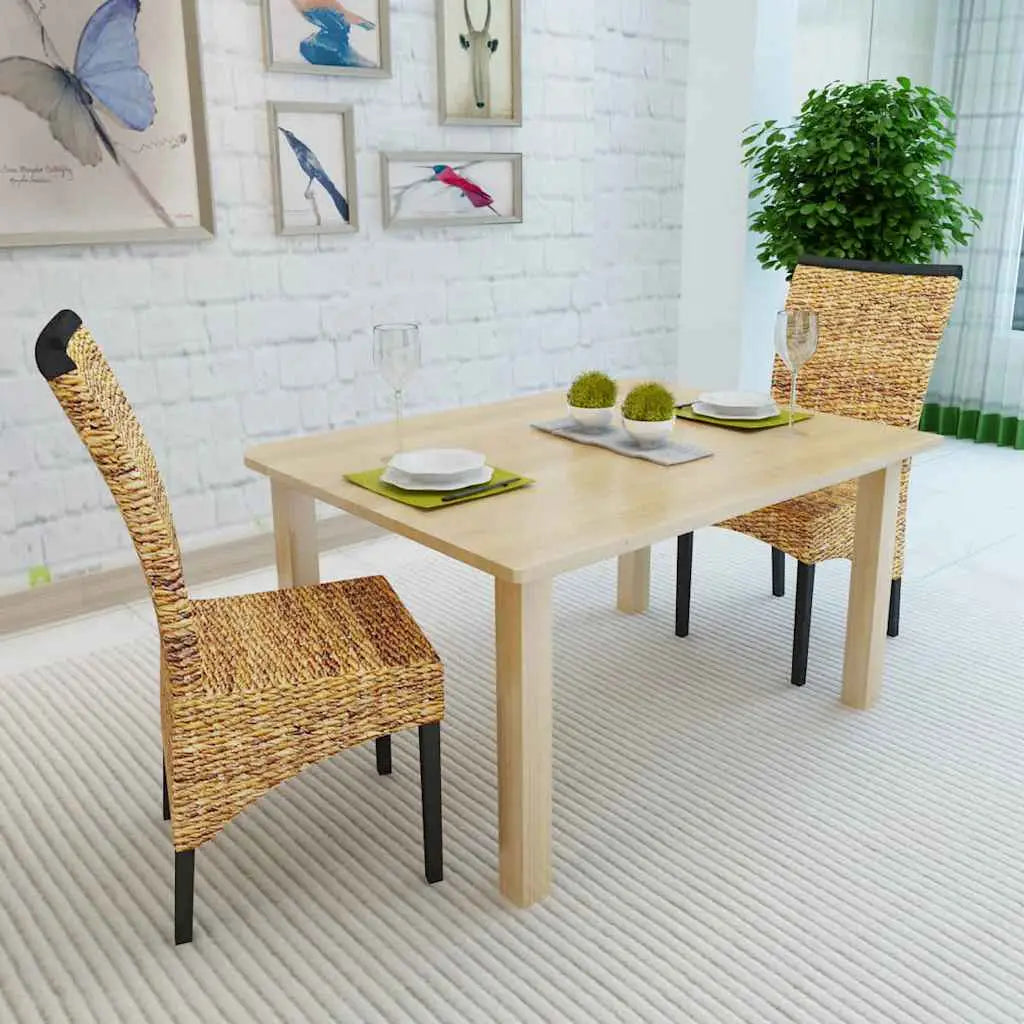 Chaises à manger lot de 2 bois solide de manguier et abaca - XIOS