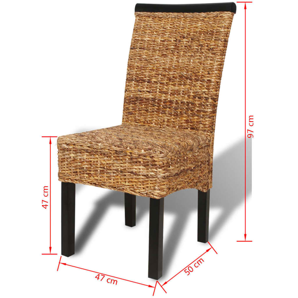 Chaises à manger lot de 2 bois solide de manguier et abaca