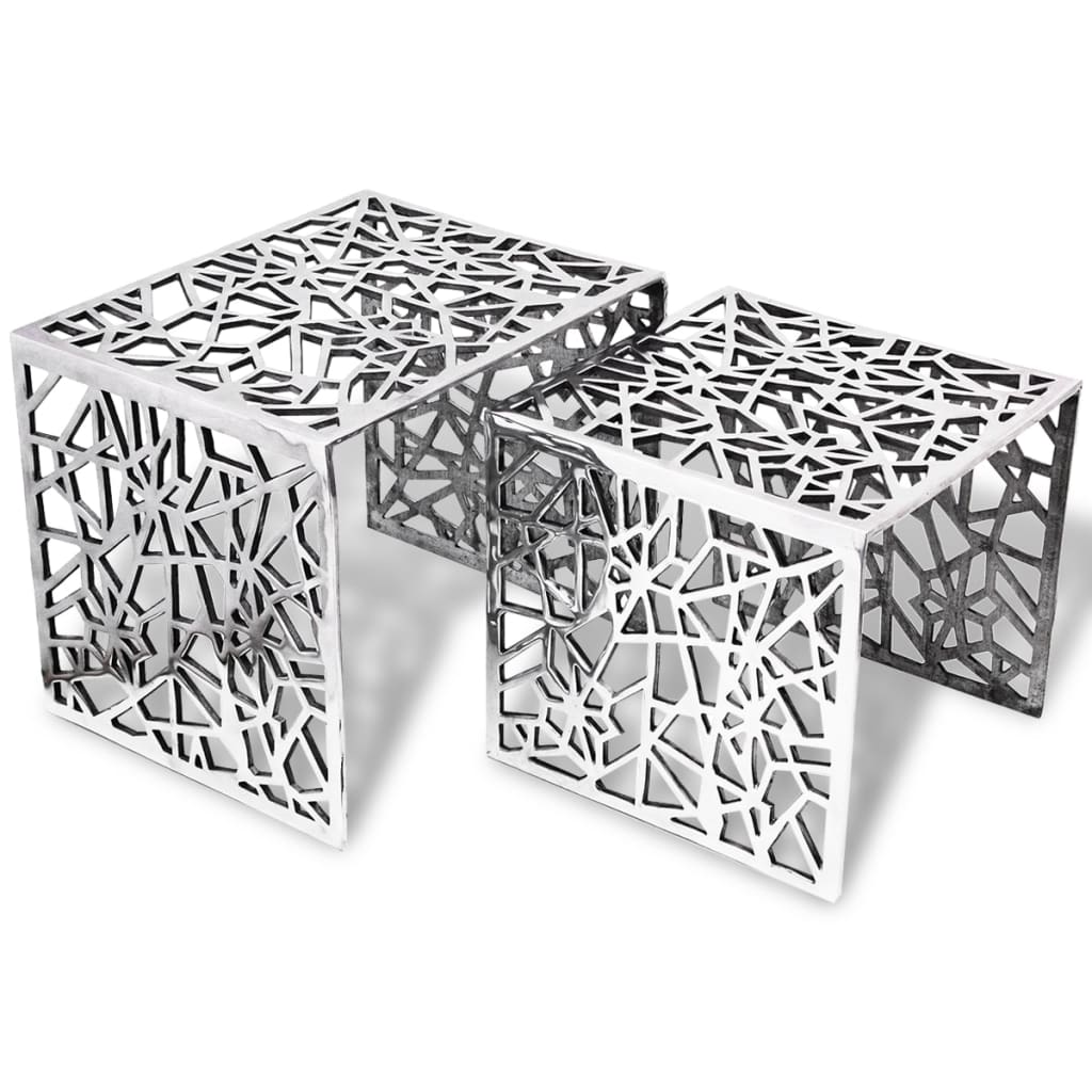 Table auxiliaire carrée 2 pièces Aluminium Argenté - XIOS
