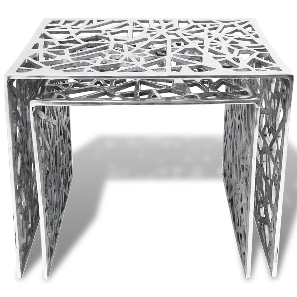 Table auxiliaire carrée 2 pièces Aluminium Argenté - XIOS
