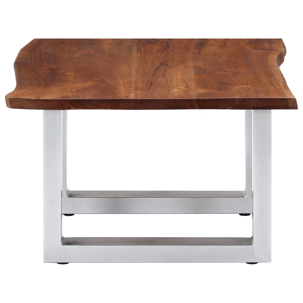 Table basse avec bord naturel 60x60x40 cm Bois d'acacia massif - XIOS