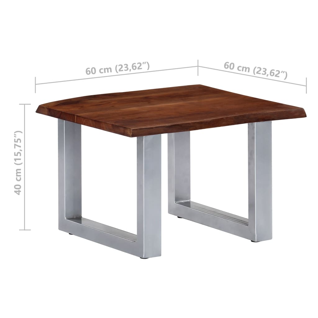 Table basse avec bord naturel 60x60x40 cm Bois d'acacia massif - XIOS