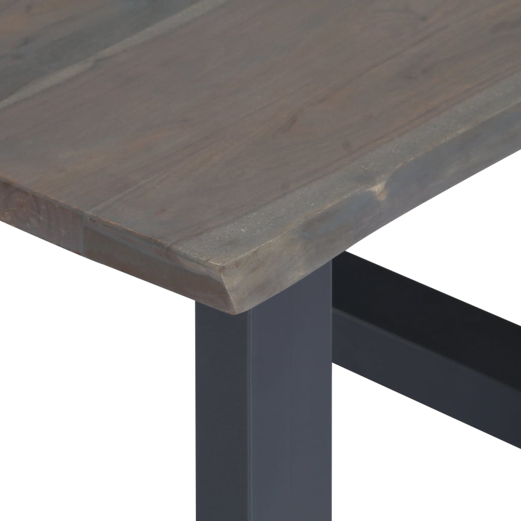 Table basse avec bord naturel Gris 60x60x40 cm Bois d'acacia - XIOS