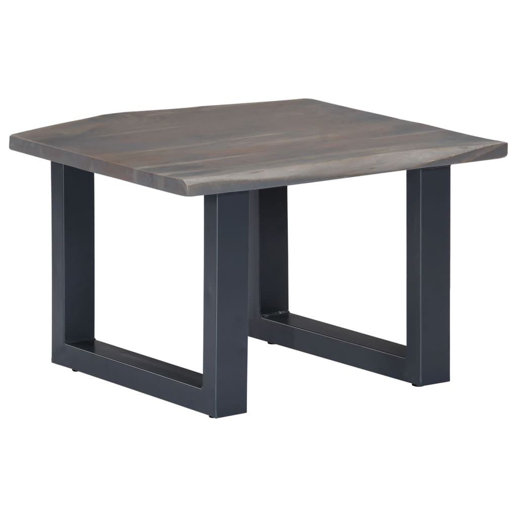 Table basse avec bord naturel Gris 60x60x40 cm Bois d'acacia - XIOS