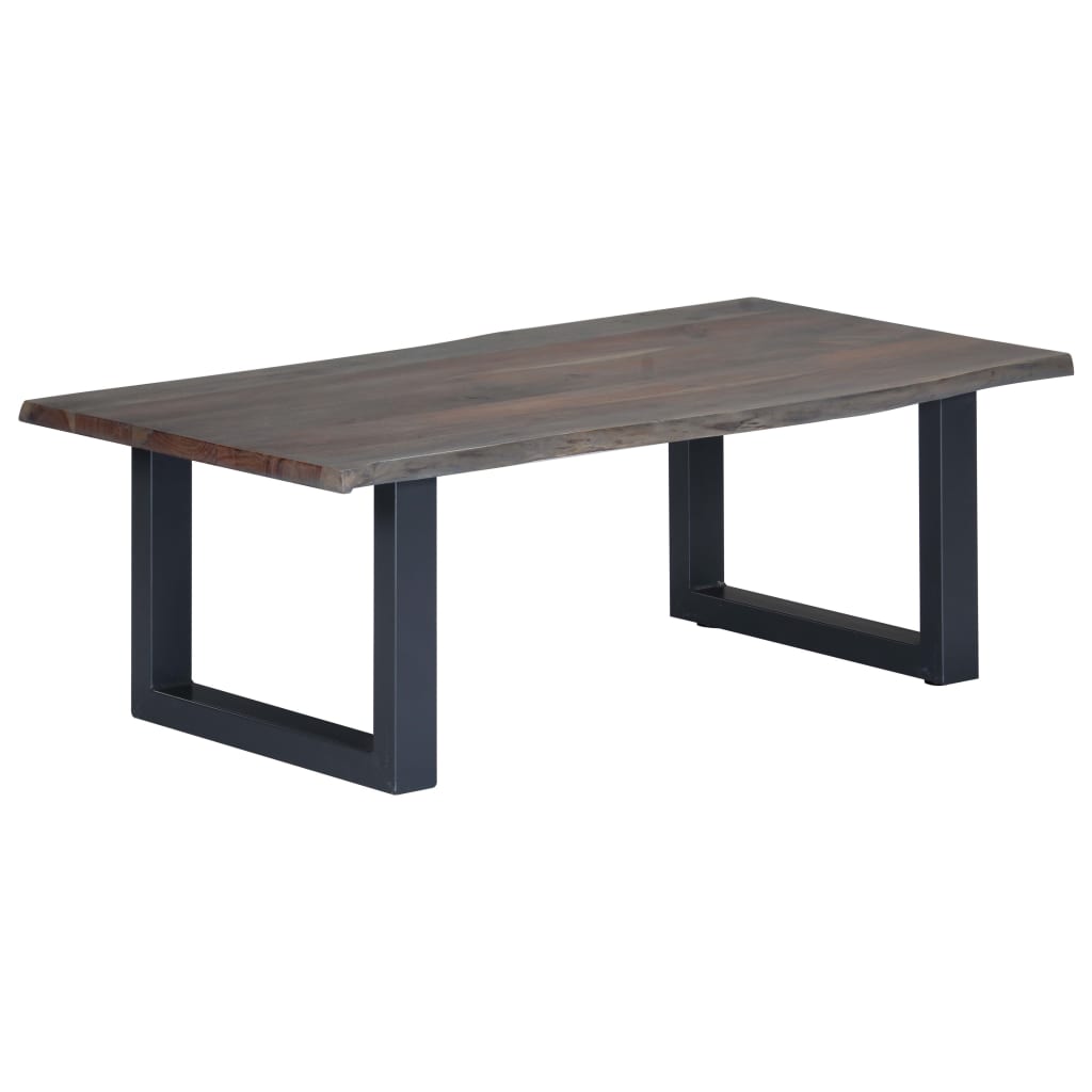 Table basse avec bord naturel Gris 115x60x40 cm Bois d'acacia - XIOS