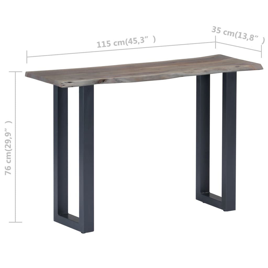 Table console Gris 115 x 35 x 76 cm Bois d'acacia massif et fer - XIOS
