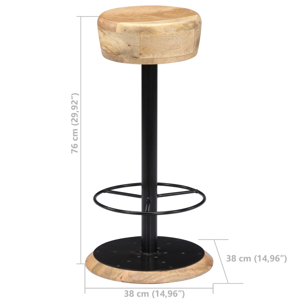 Chaises de bar lot de 2 bois de manguier solide - XIOS