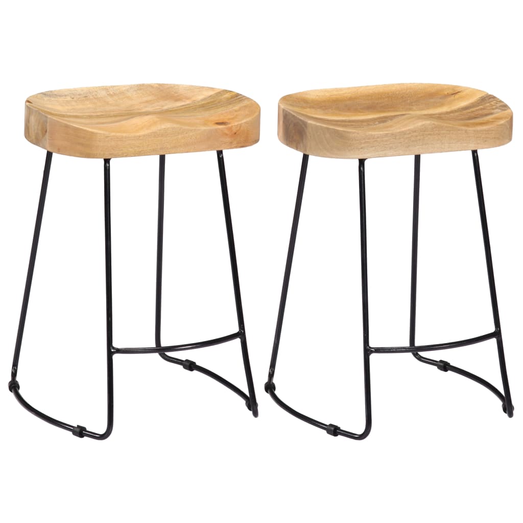 Tabourets de bar Gavin lot de 2 bois de manguier solide - XIOS