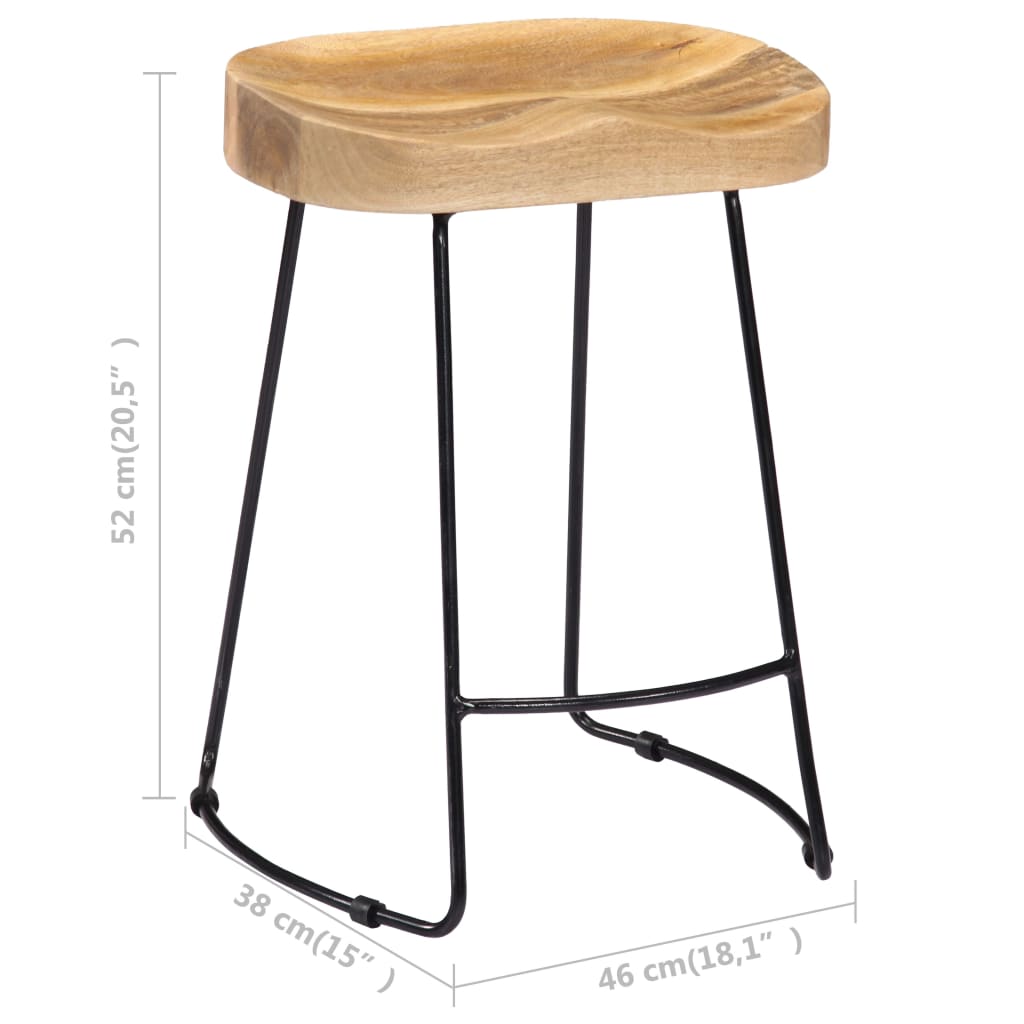 Tabourets de bar Gavin lot de 2 bois de manguier solide - XIOS