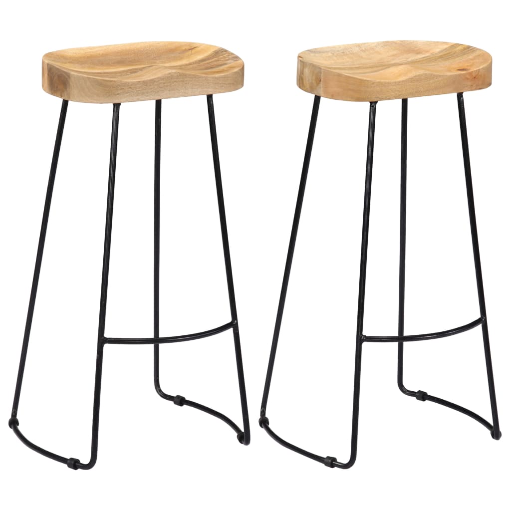 Tabourets de bar Gavin lot de 2 bois de manguier massif - XIOS