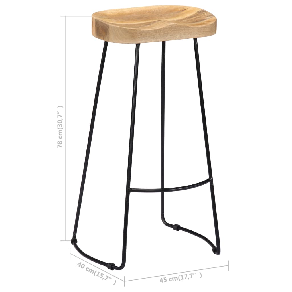 Tabourets de bar Gavin lot de 2 bois de manguier massif - XIOS